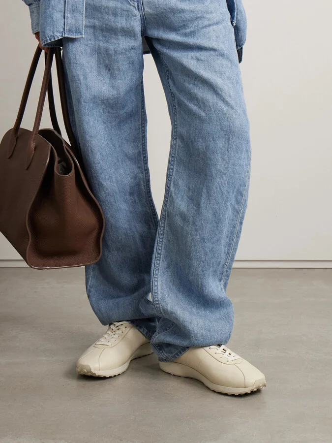 The Row - Mica Leather Sneakers - Ivory - Image 2