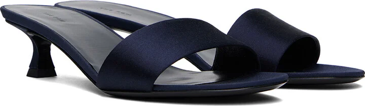 The Row Navy Combo Kitten Heeled Sandals - Image 4