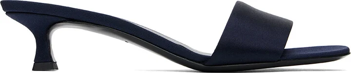 The Row Navy Combo Kitten Heeled Sandals