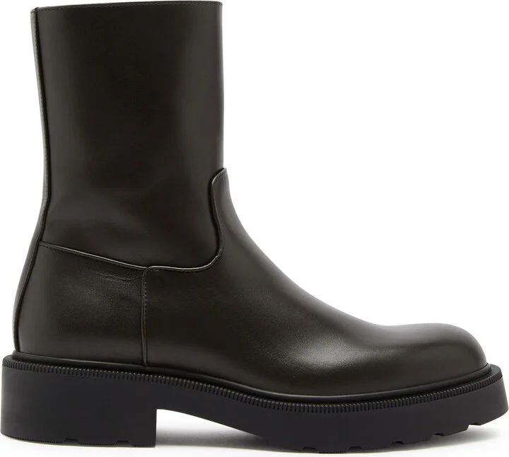 The Row Nobilis Chunky Leather Ankle Boots