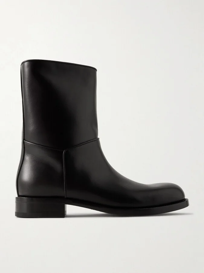 The Row - Nobilis Leather Ankle Boots - Black