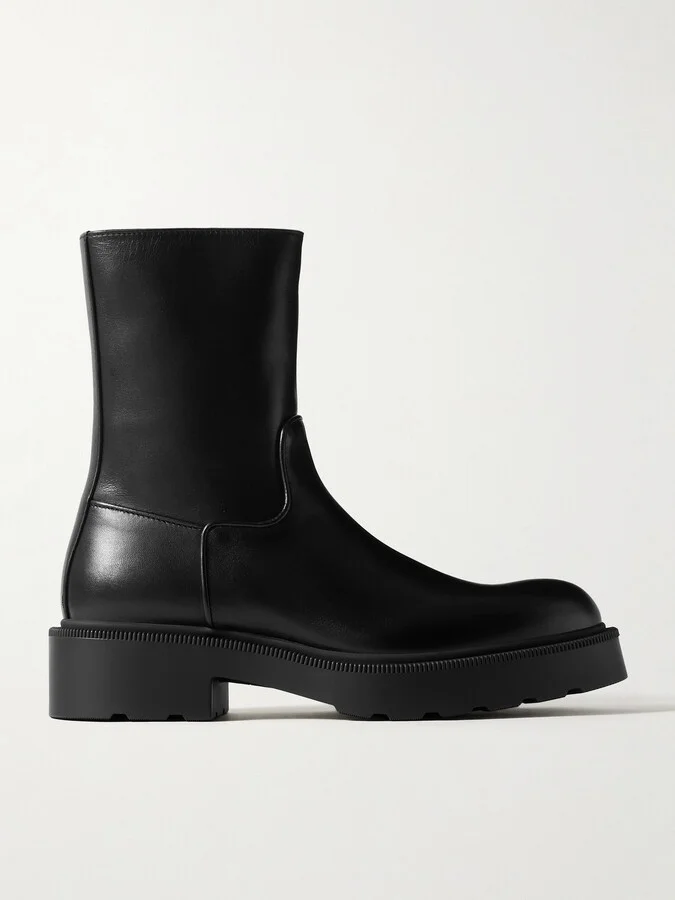 The Row - Nobilis Leather Ankle Boots - Black
