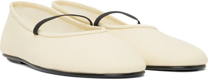The Row Off-White Elastic Ballerina Flats - Image 4