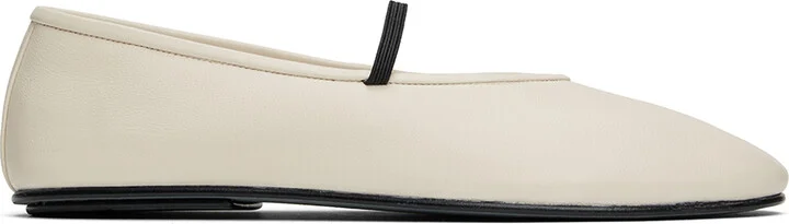 The Row Off-White Elastic Ballerina Flats