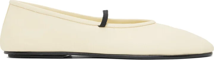 The Row Off-White Elastic Ballerina Flats