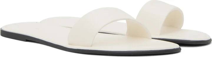 The Row Off-White Leather Beach Slides - Image 4