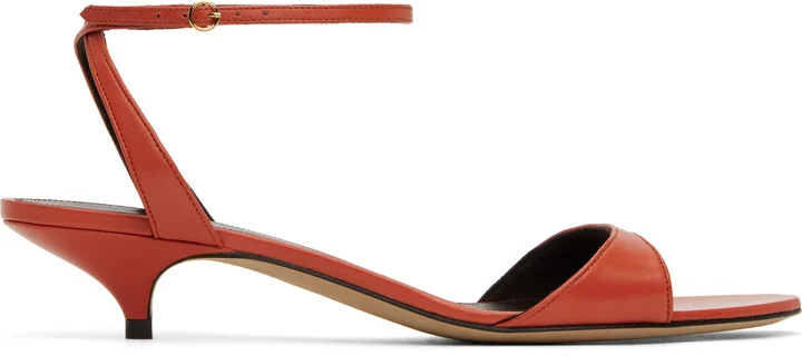 The Row Orange Vika Ankle Strap Kitten Heeled Sandals