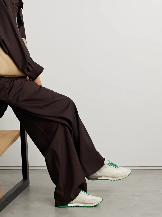 The Row - Owen Color-block Mesh And Suede Sneakers - Ivory - Image 2