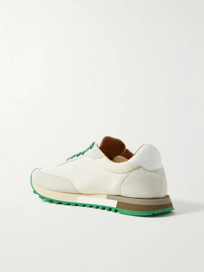 The Row - Owen Color-block Mesh And Suede Sneakers - Ivory - Image 3