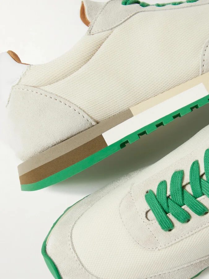 The Row - Owen Color-block Mesh And Suede Sneakers - Ivory - Image 4
