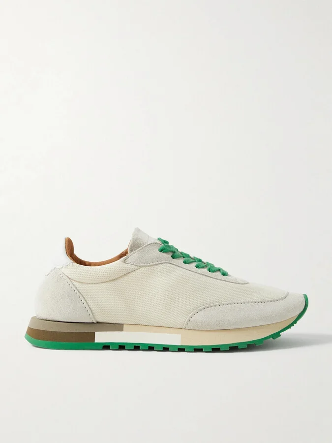 The Row - Owen Color-block Mesh And Suede Sneakers - Ivory