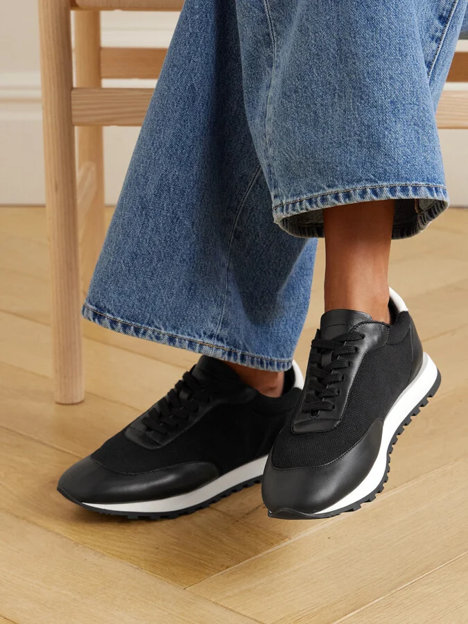 The Row - Owen Runner Leather And Mesh Sneakers - Black - Image 2