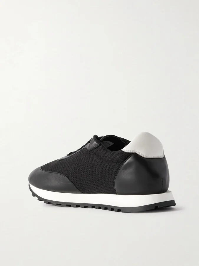 The Row - Owen Runner Leather And Mesh Sneakers - Black - Image 3