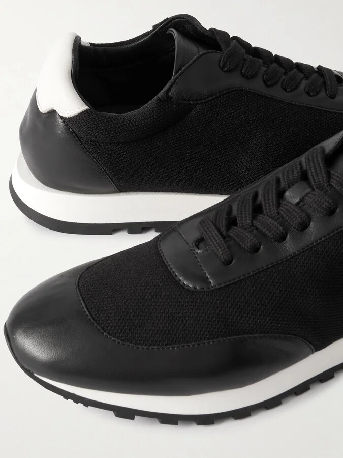 The Row - Owen Runner Leather And Mesh Sneakers - Black - Image 4
