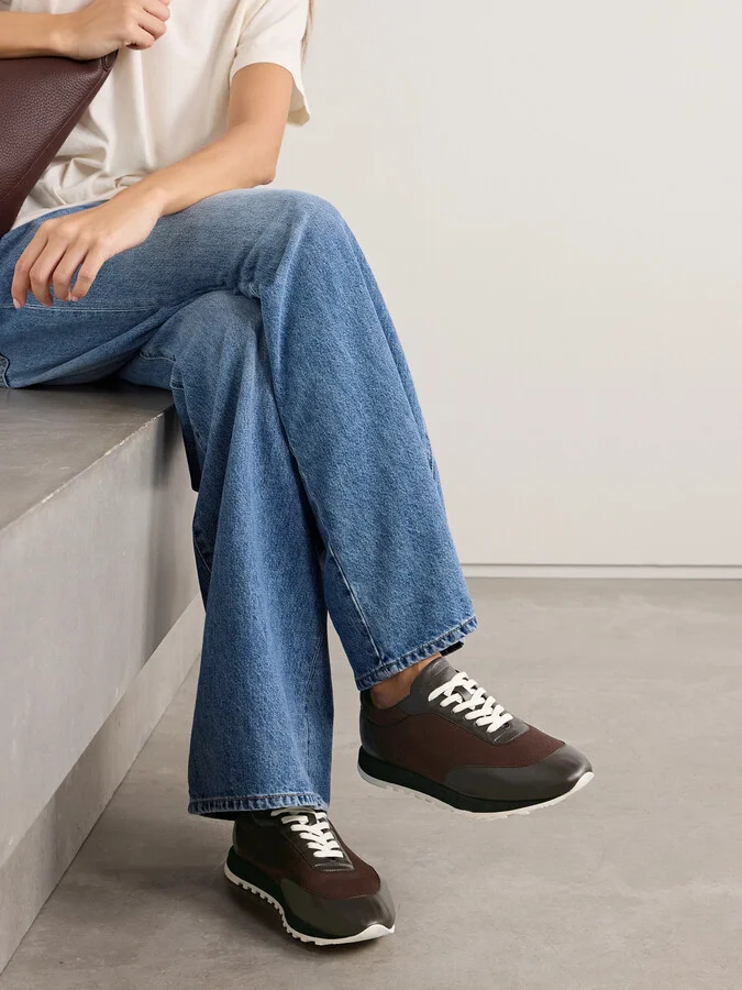 The Row - Owen Runner Leather And Mesh Sneakers - Brown - Image 2