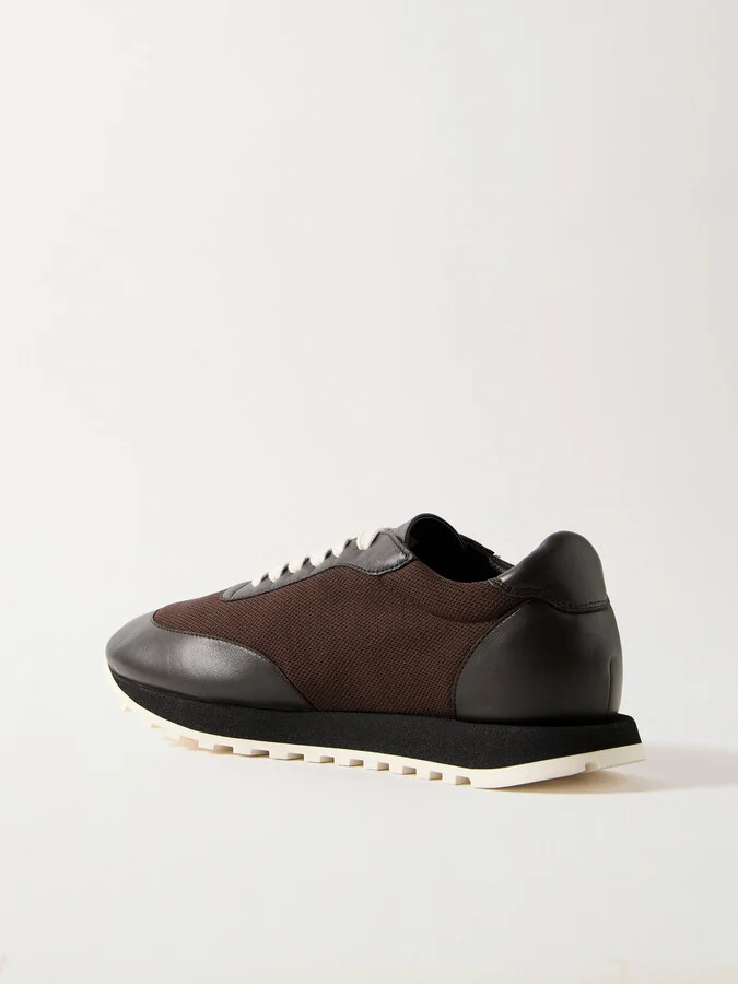 The Row - Owen Runner Leather And Mesh Sneakers - Brown - Image 3