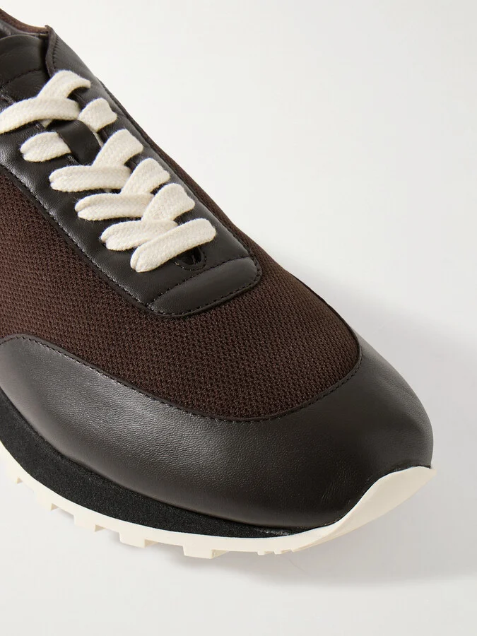 The Row - Owen Runner Leather And Mesh Sneakers - Brown - Image 4