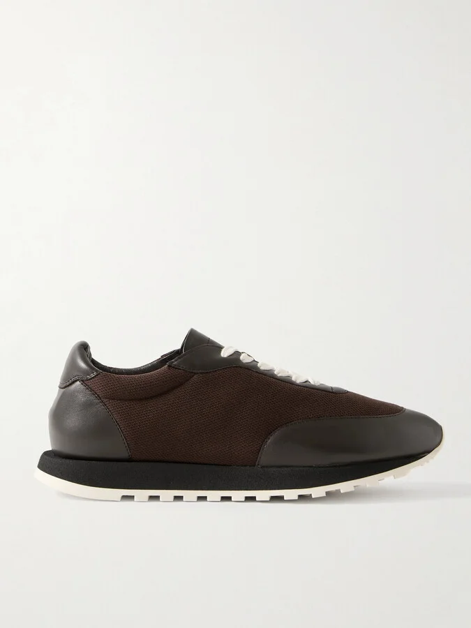The Row - Owen Runner Leather And Mesh Sneakers - Brown