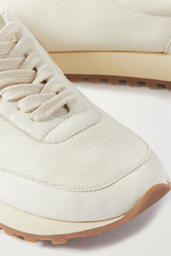 The Row - Owen Runner Leather And Mesh Sneakers - Cream - Image 4