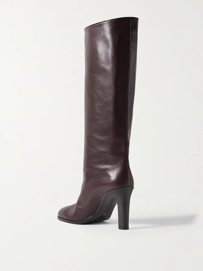 The Row - Paneled Leather Knee Boots - Brown - Image 3