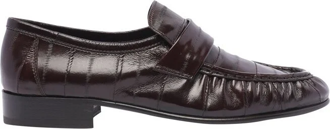 The Row Ruched-Detailed Almond Toe Loafers