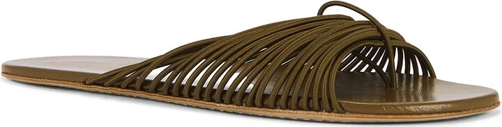 The Row Sara Thong Slide in Olive,Brown - Image 2