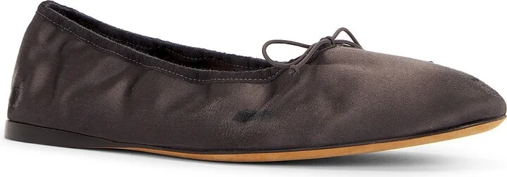 The Row Satin Hereditas Ballerina Flat in Charcoal - Image 2