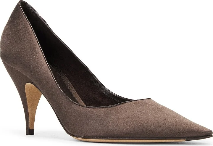 The Row Satin Liisa Pump in Brown - Image 2