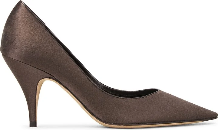 The Row Satin Liisa Pump in Brown