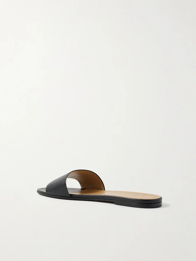 The Row - Signum Leather Slides - Black - Image 3