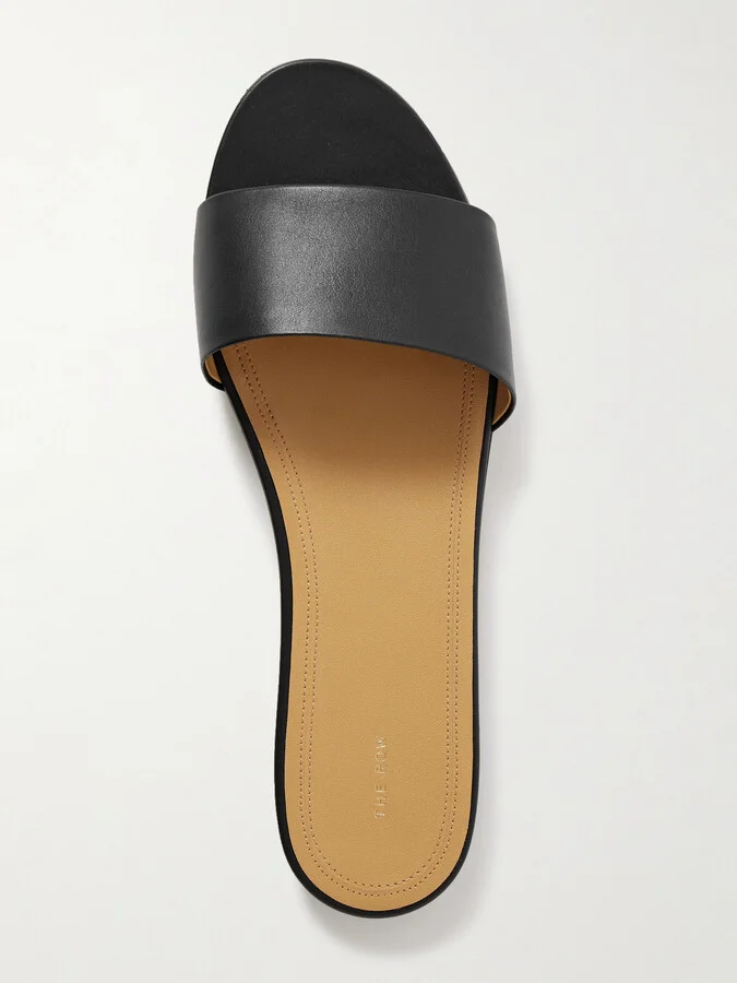 The Row - Signum Leather Slides - Black - Image 5