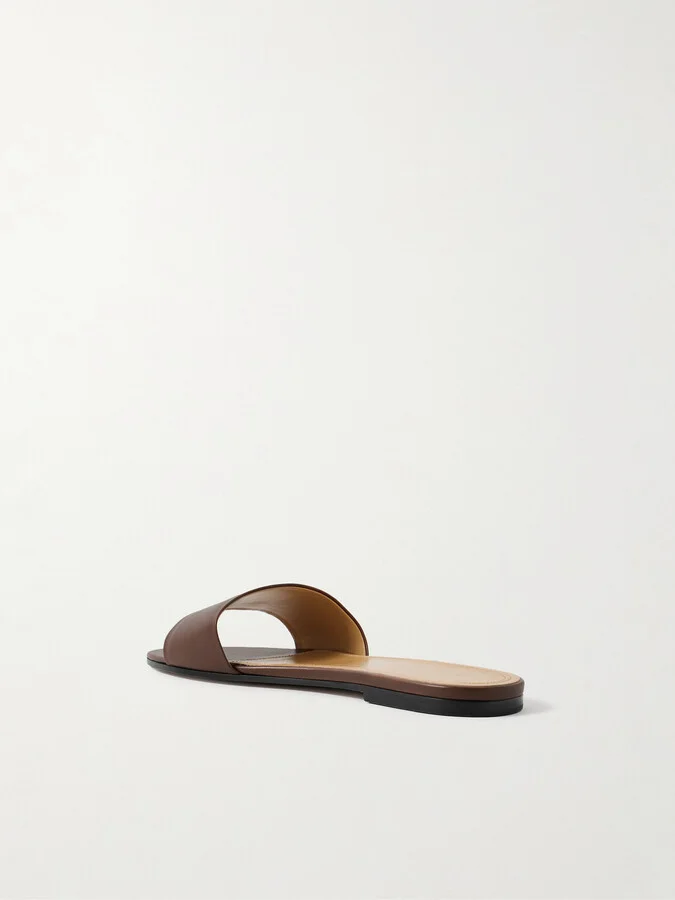 The Row - Signum Leather Slides - Brown - Image 3