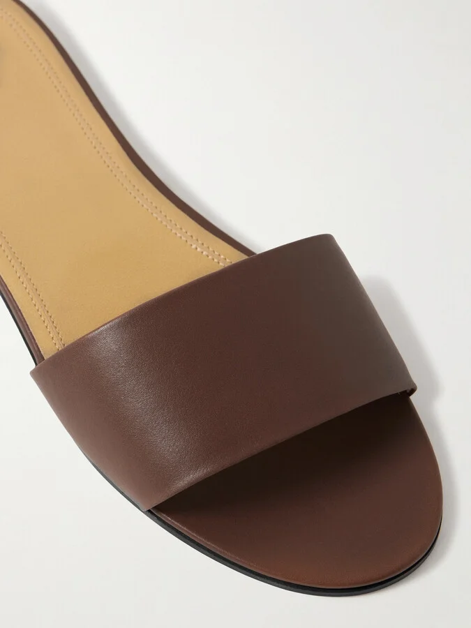 The Row - Signum Leather Slides - Brown - Image 4