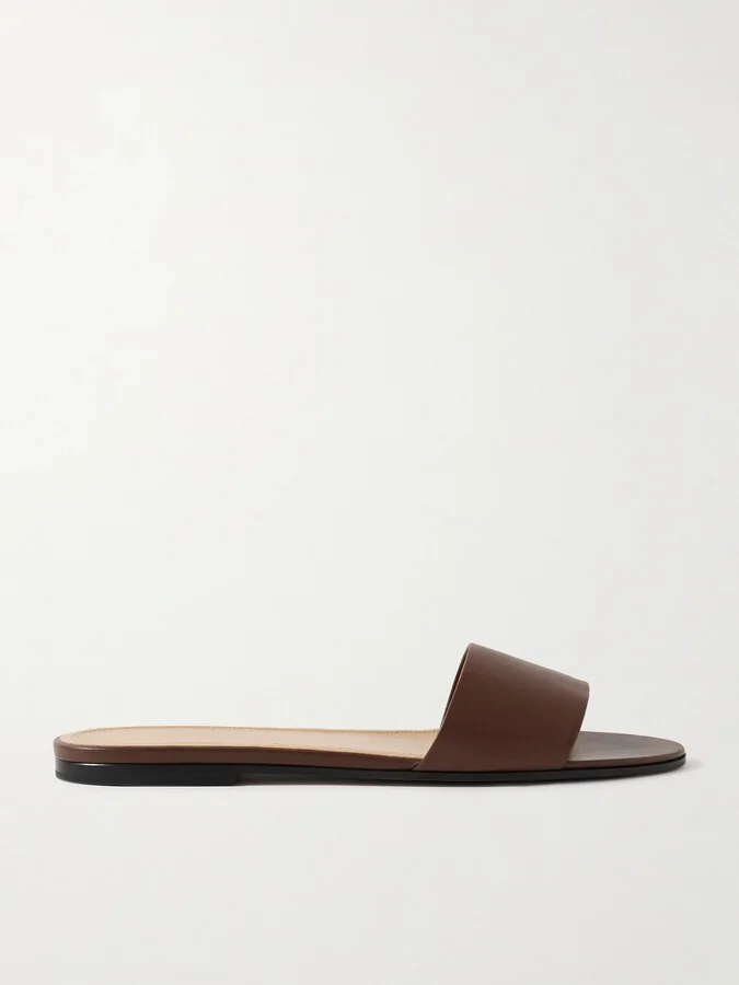 The Row - Signum Leather Slides - Brown