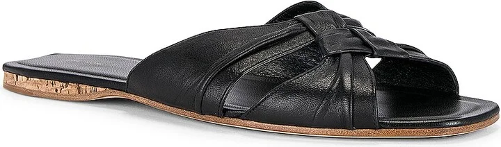 The Row Soft Knot Flat Sandal in Black - Image 2