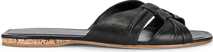 The Row Soft Knot Flat Sandal in Black