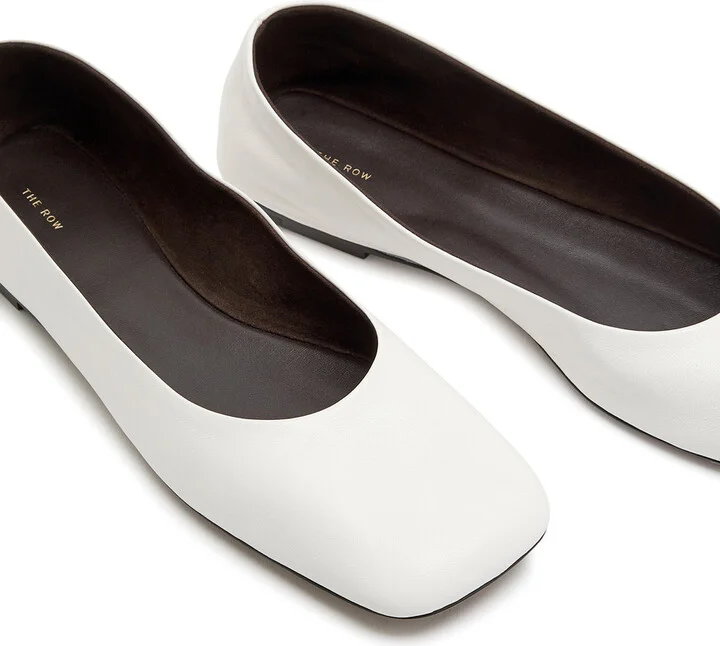 The Row Square Grained-leather Ballet Flats - Image 3