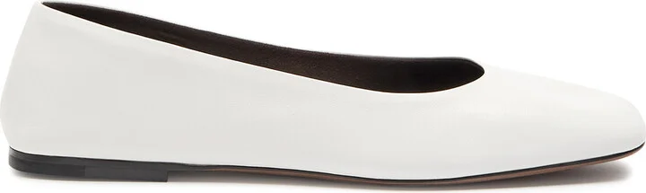 The Row Square Grained-leather Ballet Flats