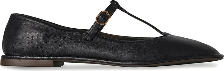 The Row Square T-strap Flat in Black