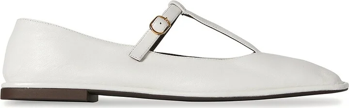 The Row Square T-strap Flat in White