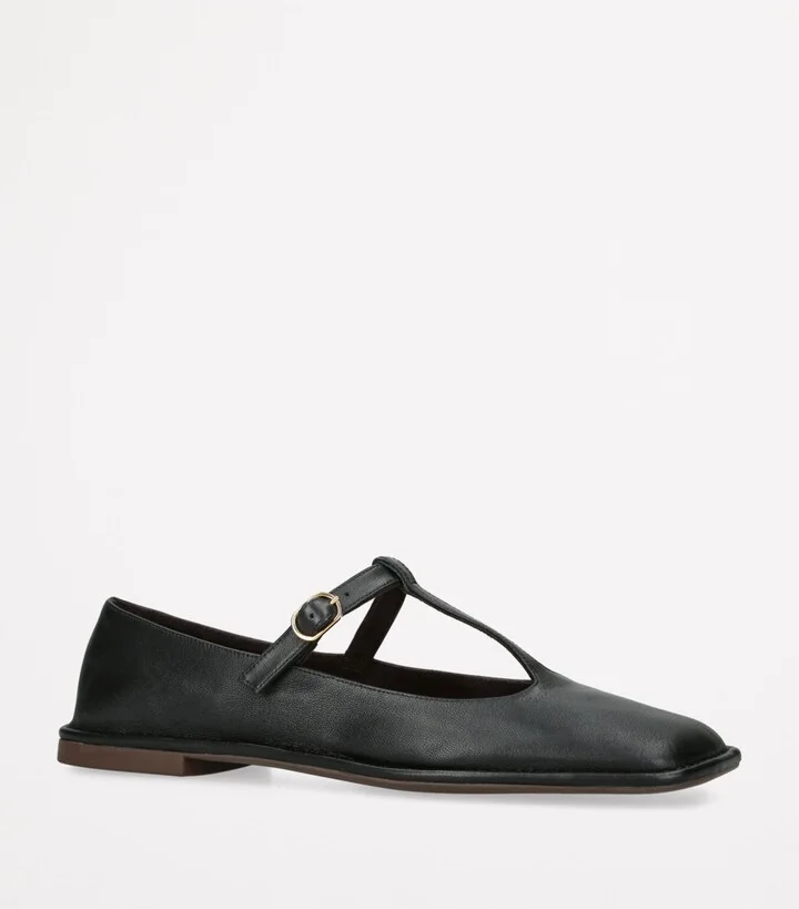 The Row Square T-Strap Leather Flats - Image 2