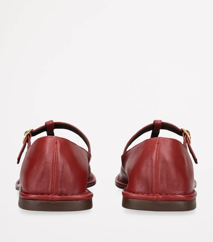 The Row Square T-Strap Leather Flats - Image 2