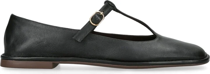 The Row Square T-Strap Leather Flats