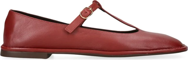 The Row Square T-Strap Leather Flats