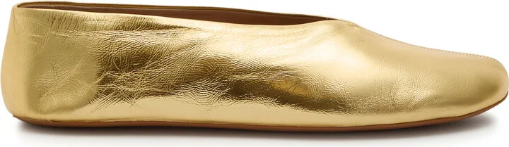 The Row Stella Metallic Leather Ballet Flats