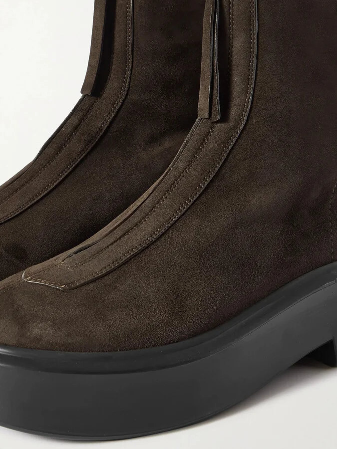 The Row - Suede Platform Ankle Boots - Brown - Image 4