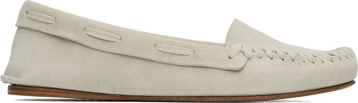 The Row Taupe Mabel Moc Loafers