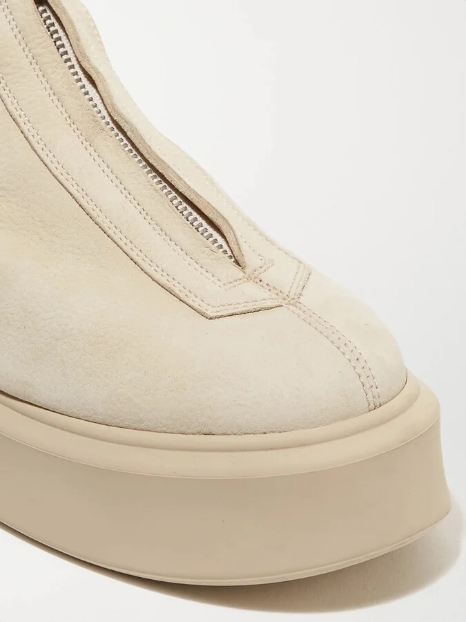 The Row - Textured-nubuck Platform Ankle Boots - Neutrals - Image 4