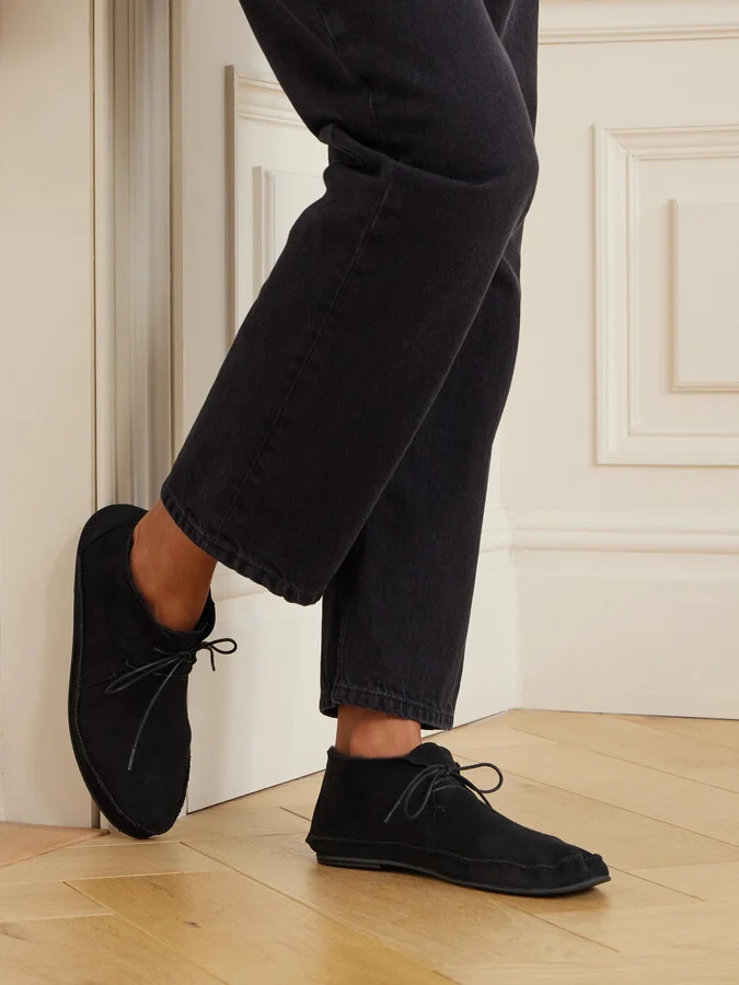 The Row - Tyler Shearling-lined Suede Ankle Boots - Black - Image 2