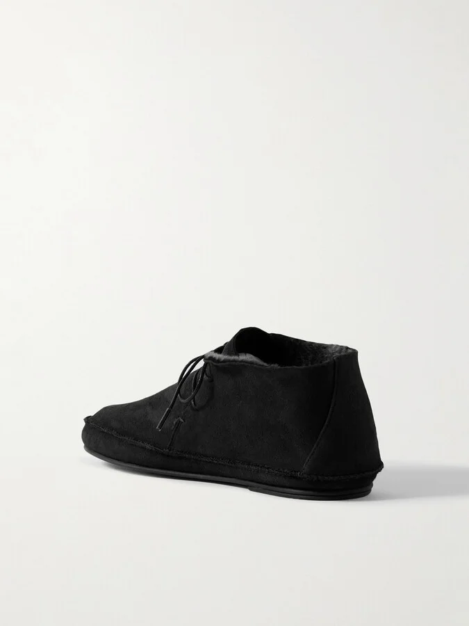 The Row - Tyler Shearling-lined Suede Ankle Boots - Black - Image 3